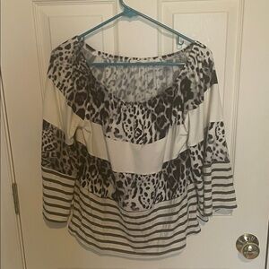 Entro Black and White Leopard Striped Blouse size small